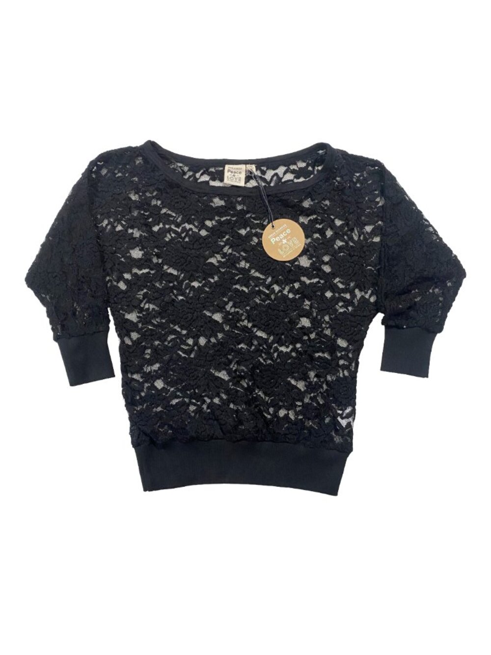 URBAN BEHAVIOR‎ Black Whimsigoth Lace Top S Batwing Sheer Y2K Grunge Fairycore